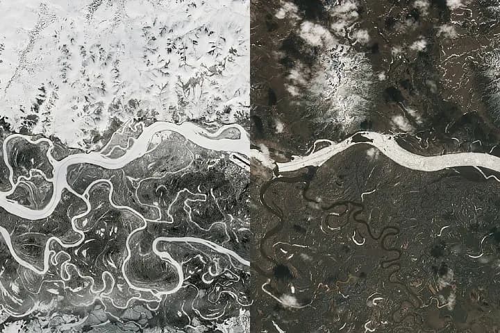 Alaska river ice breakup triggers flooding in Aniak